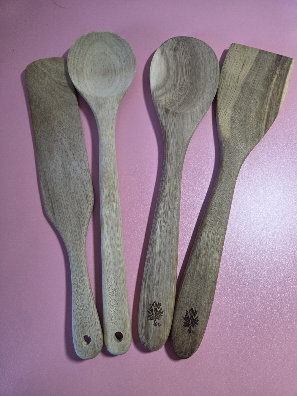 Pioneer WomenNatural Wood Kitchen Utensil Set Of 4 Wooden Spoons and Spatulas